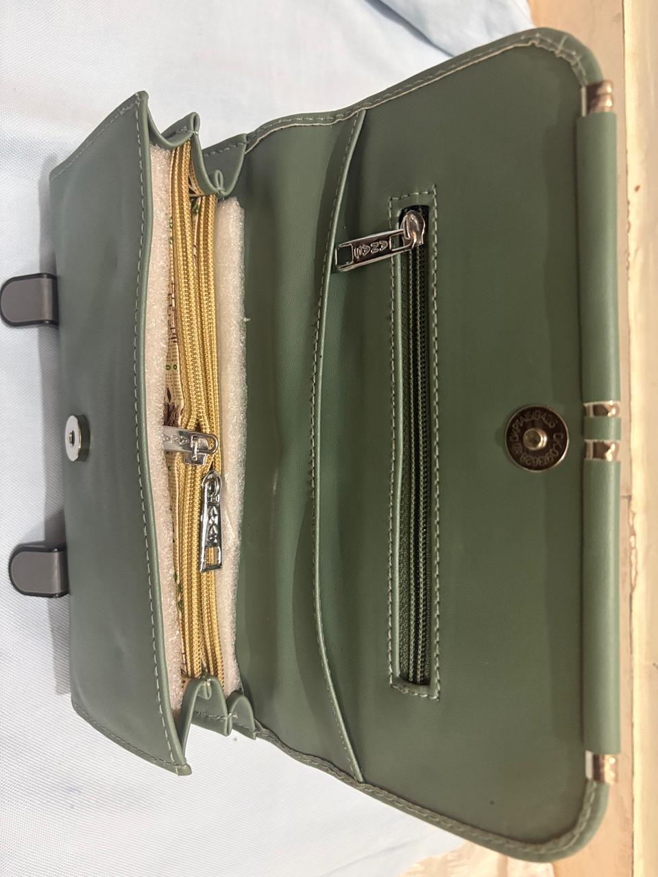 ANAS Women's Olive Green Leatherette Clutch Wallet