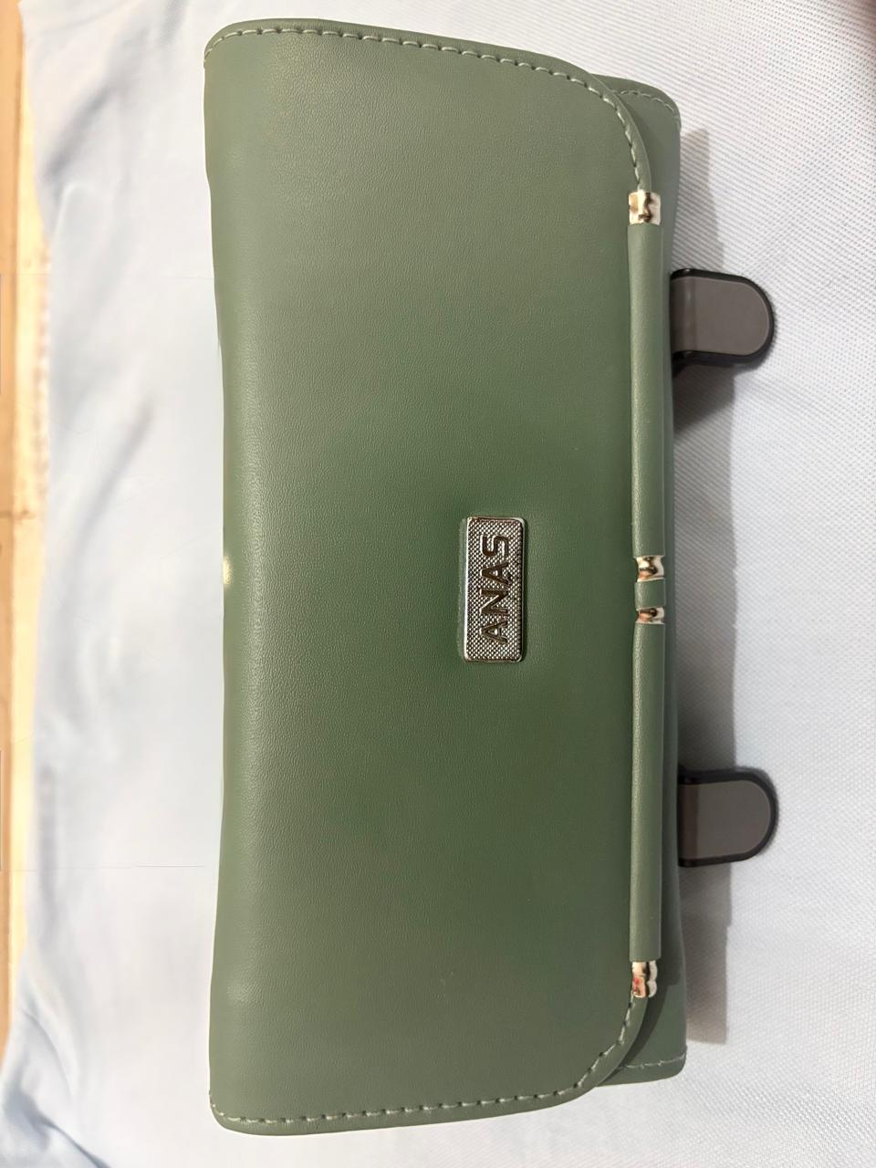 ANAS Women's Olive Green Leatherette Clutch Wallet