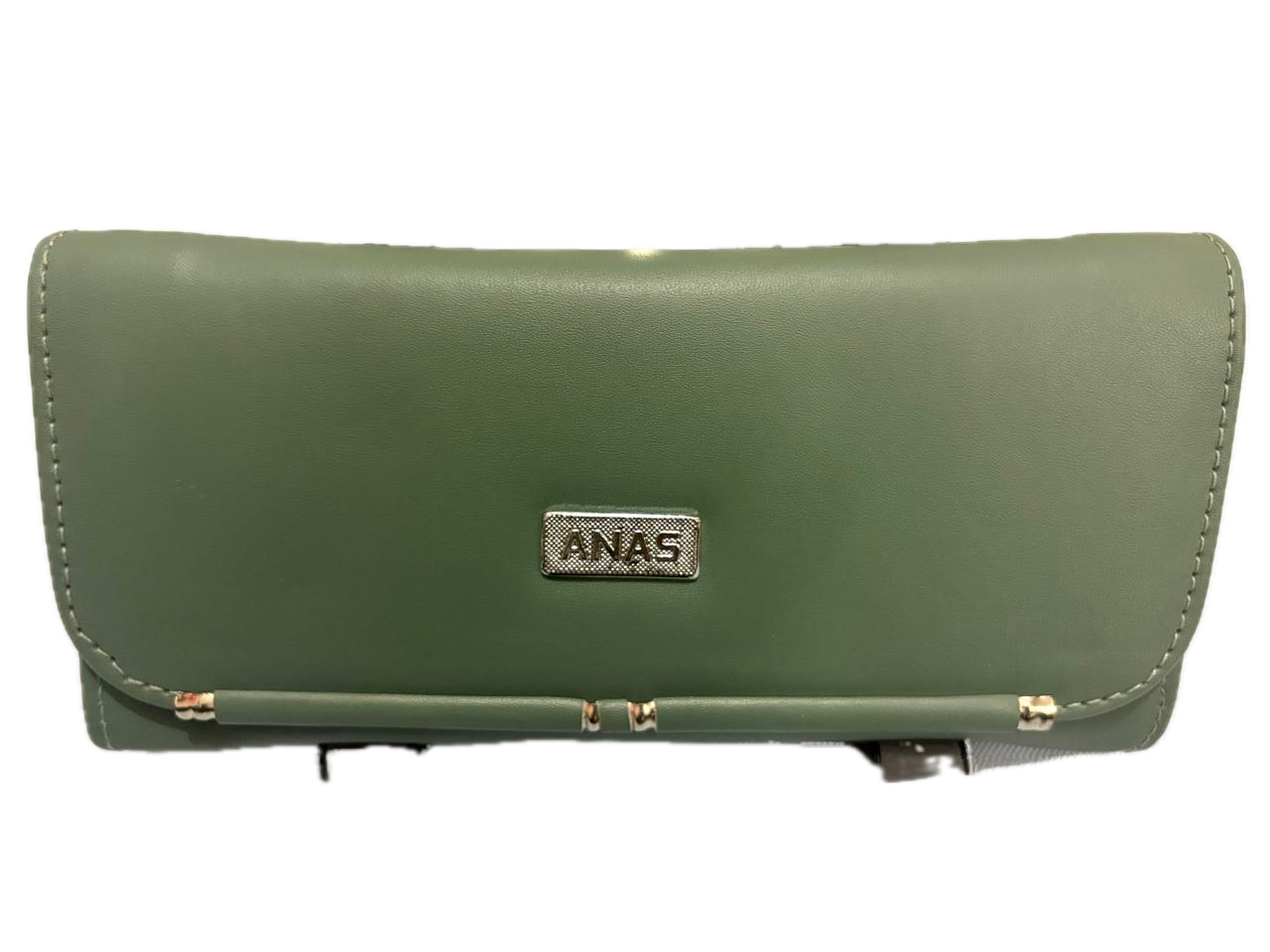 ANAS Women's Olive Green Leatherette Clutch Wallet